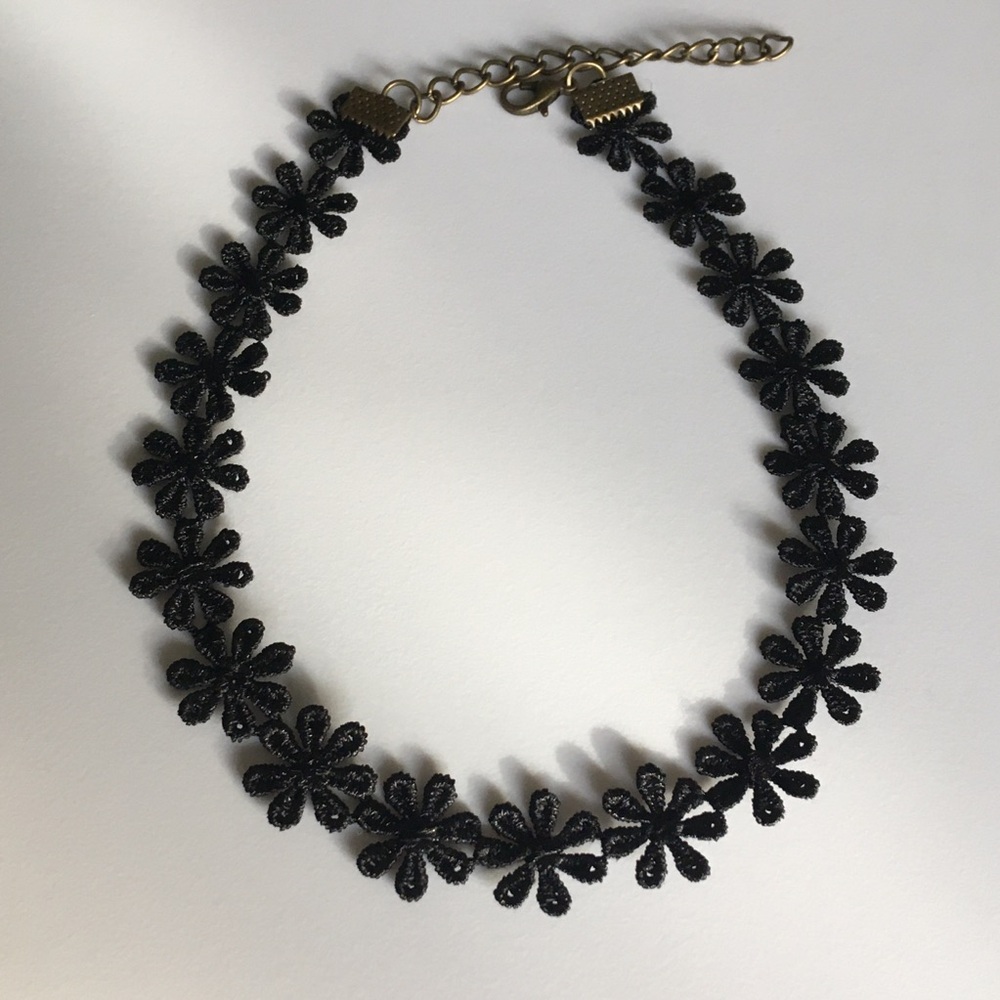 Black Floral Choker Necklace